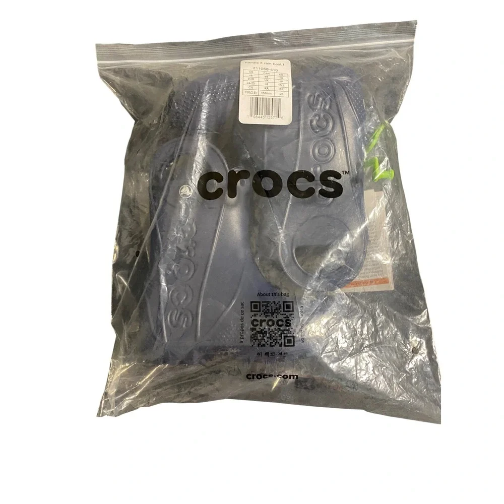 Crocs Handle‎ It Rain Boot Navy Blue Toddler Kids Size C8 211056-410 NEW